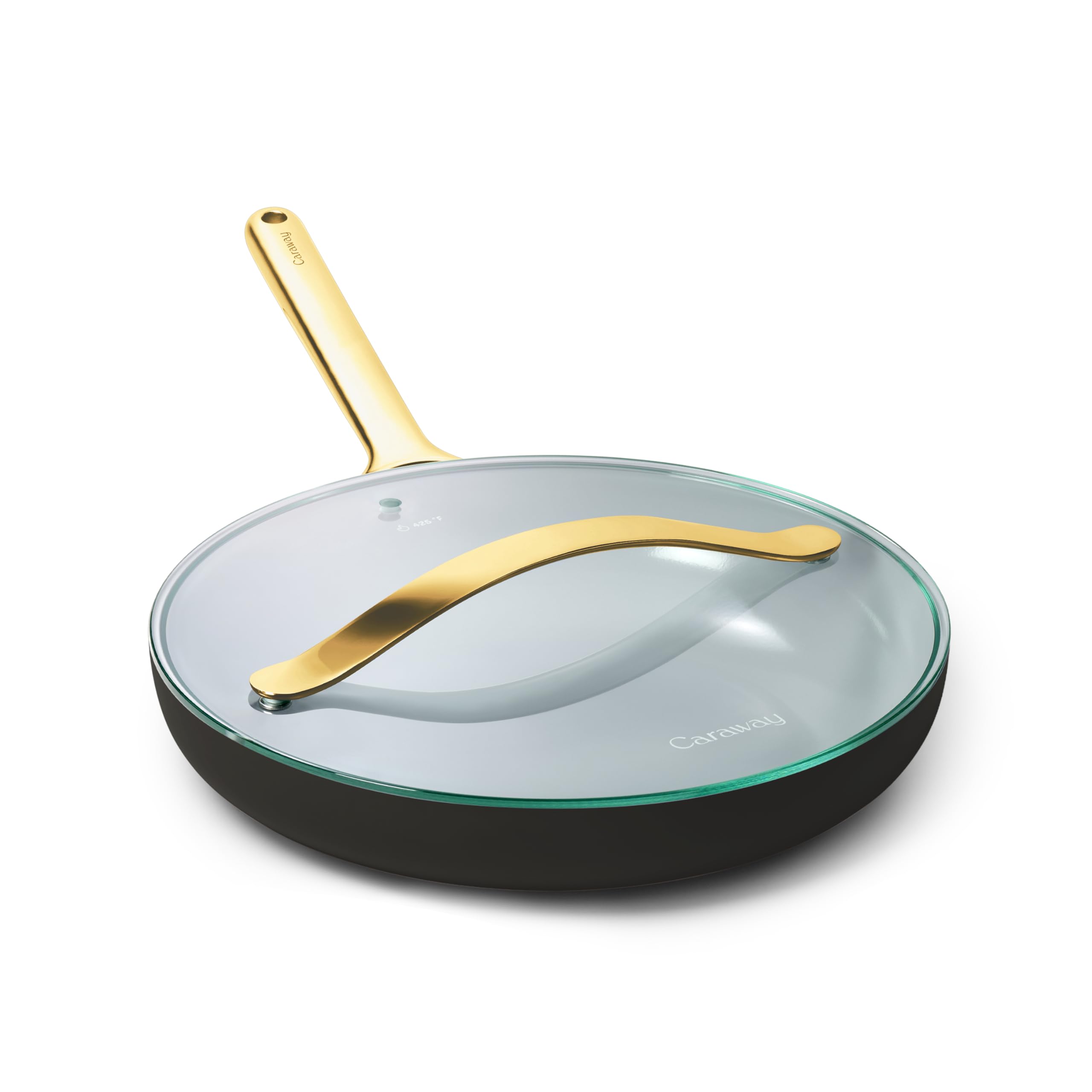 Poêle antiadhésive céramique Caraway avec couvercle en verre – 26,7 cm (10,5 po) – 2,7 L – Sans toxiques – Tous feux – Crème