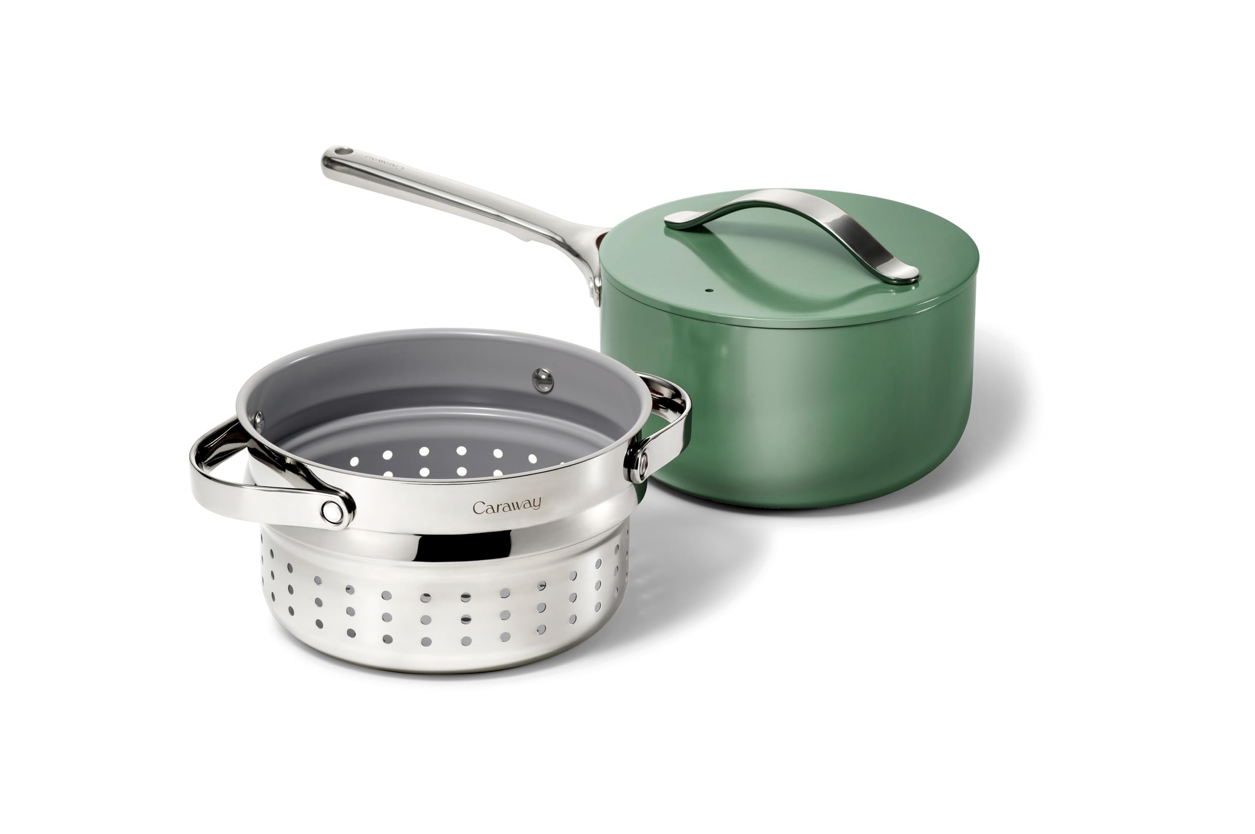 Caraway Casserole en Céramique Antiadhésive 3 L avec Couvercle et Cuiseur Vapeur