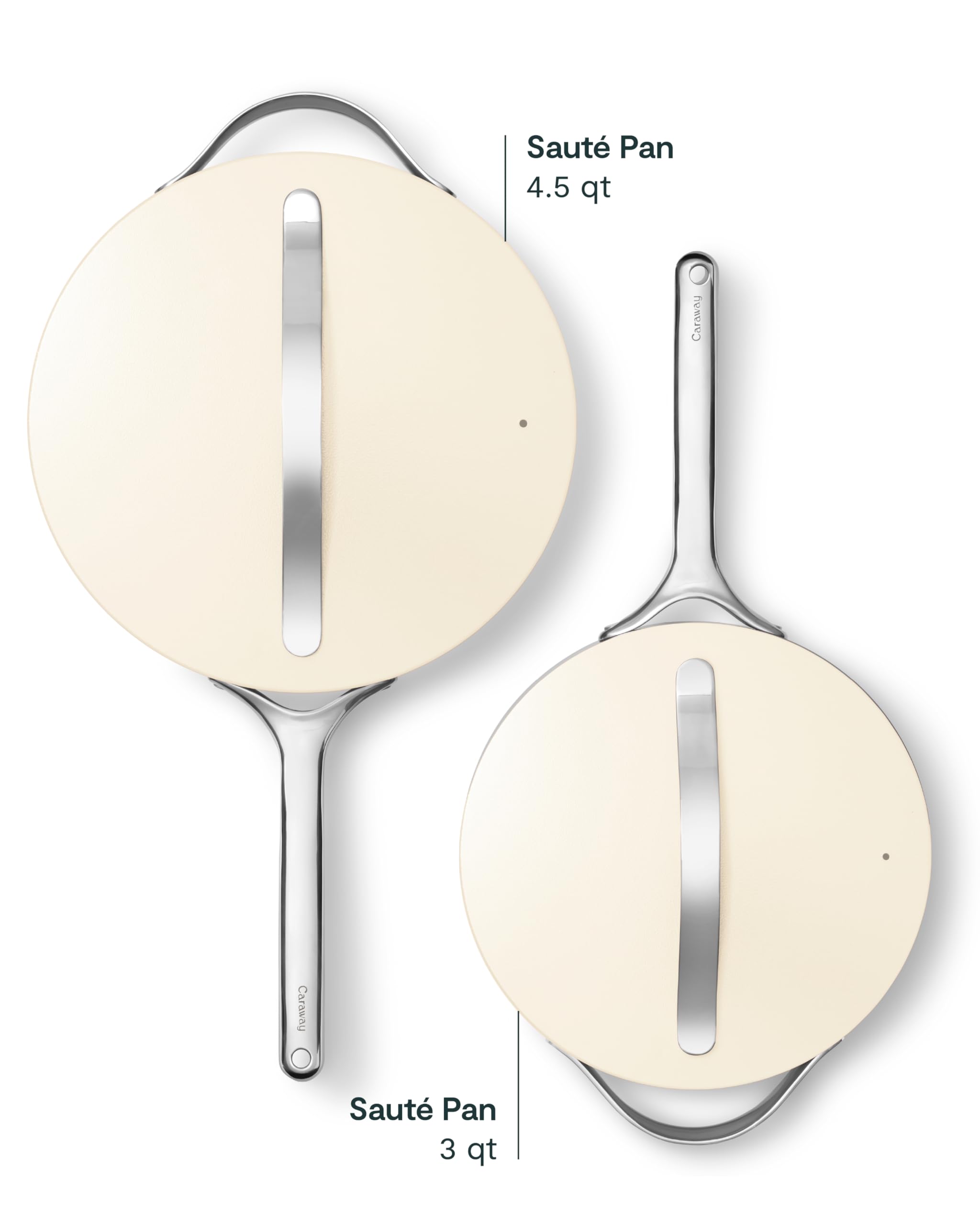 Caraway Poêle sauteuse céramique antiadhésif avec couvercle (4,5 L, 30 cm) - Crème