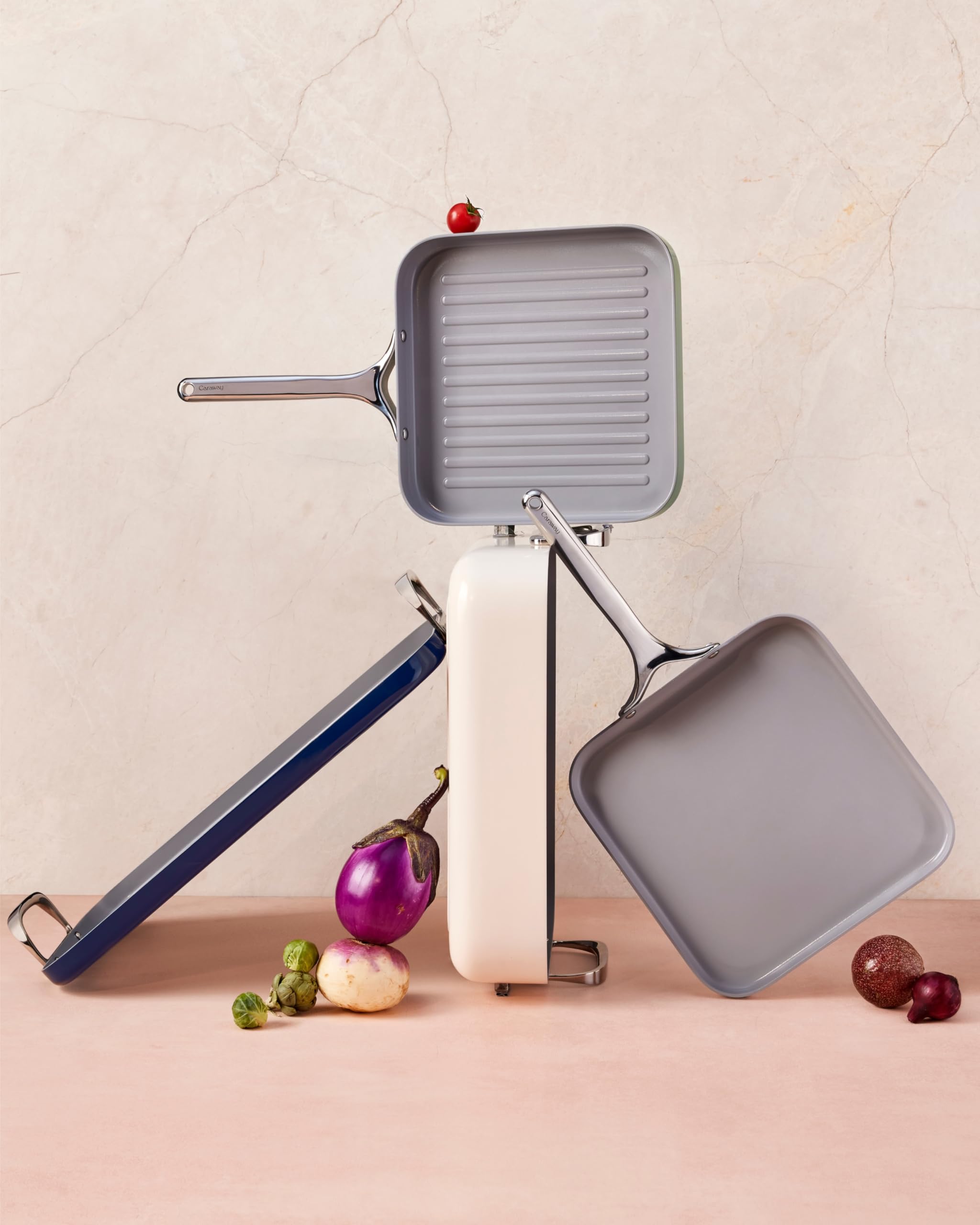 Poêle Grill Carrée Caraway 28 cm — Crème