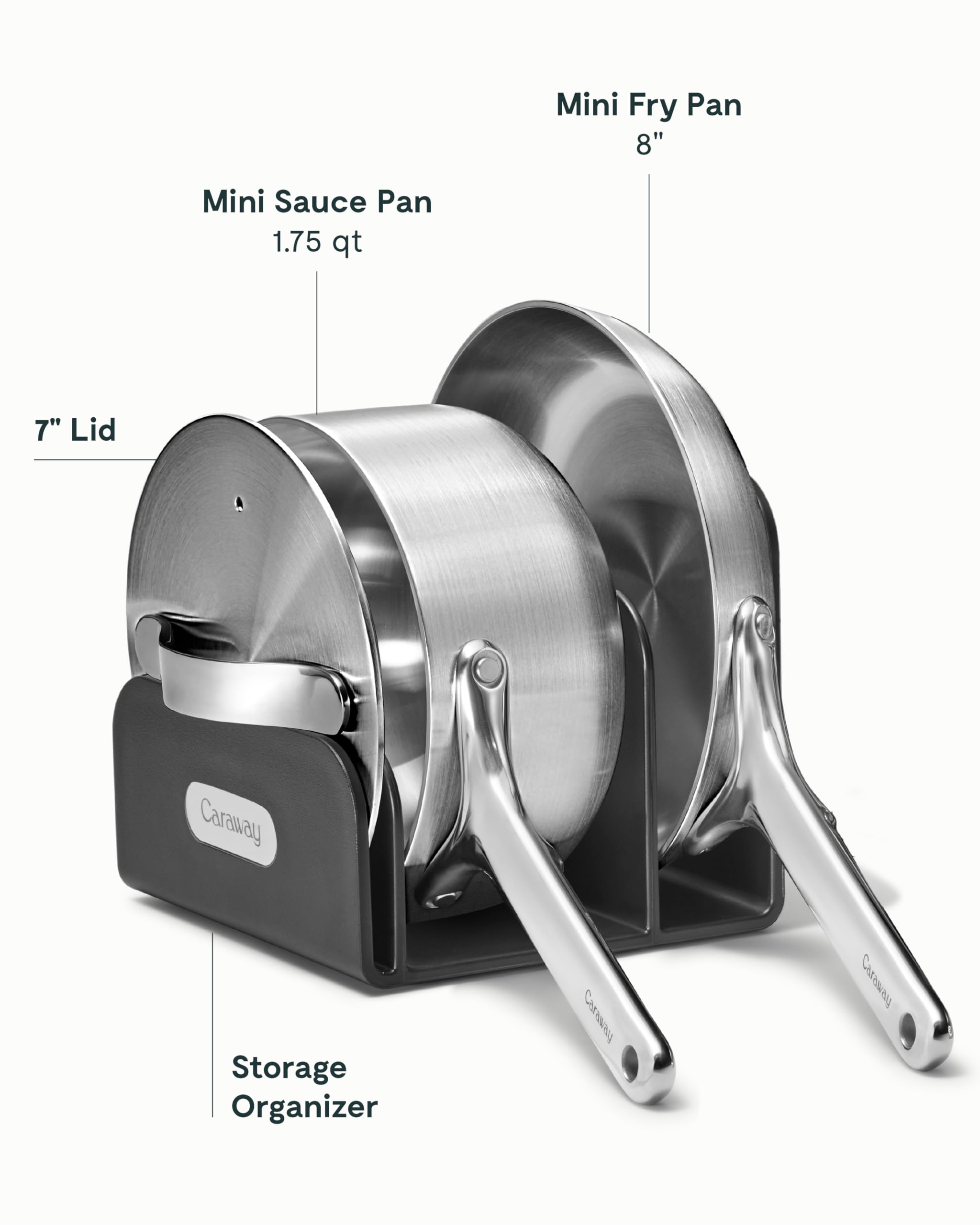 Duo mini Caraway en acier inoxydable 5 couches - Poêle 20 cm et casserole 1,75 L avec couvercle