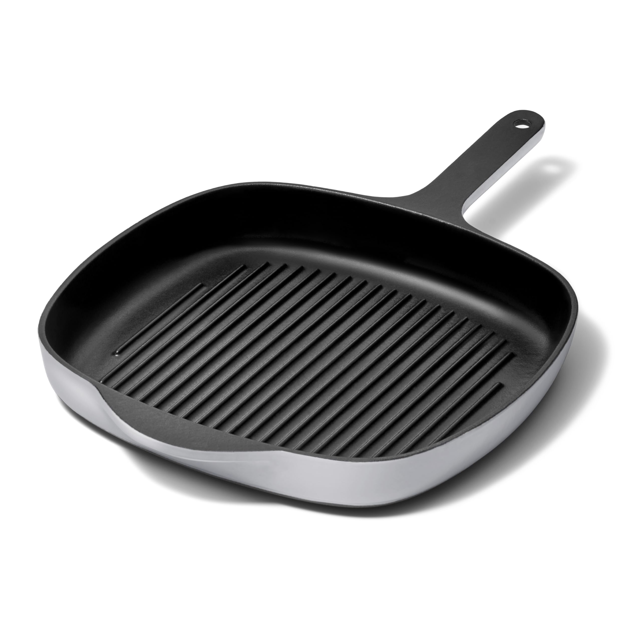 Enameled Cast Iron Grill Pan - 10.5” Grill Pan for Stovetop Cooking - 3 Layer En