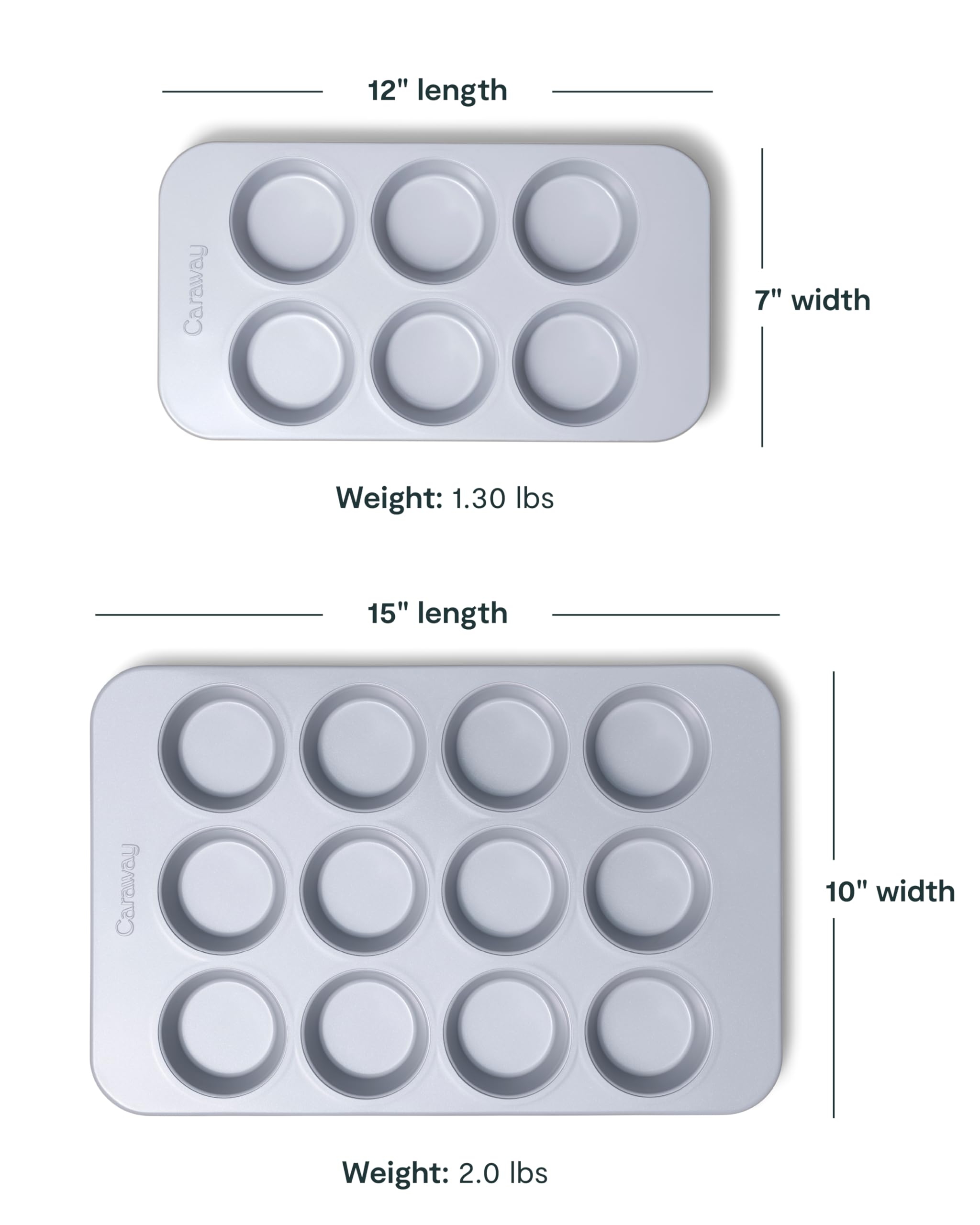 Caraway Moule à muffins en céramique antiadhésive – Set de 3 plaques (2x 6 alvéoles + 1x 12 alvéoles) – Crème