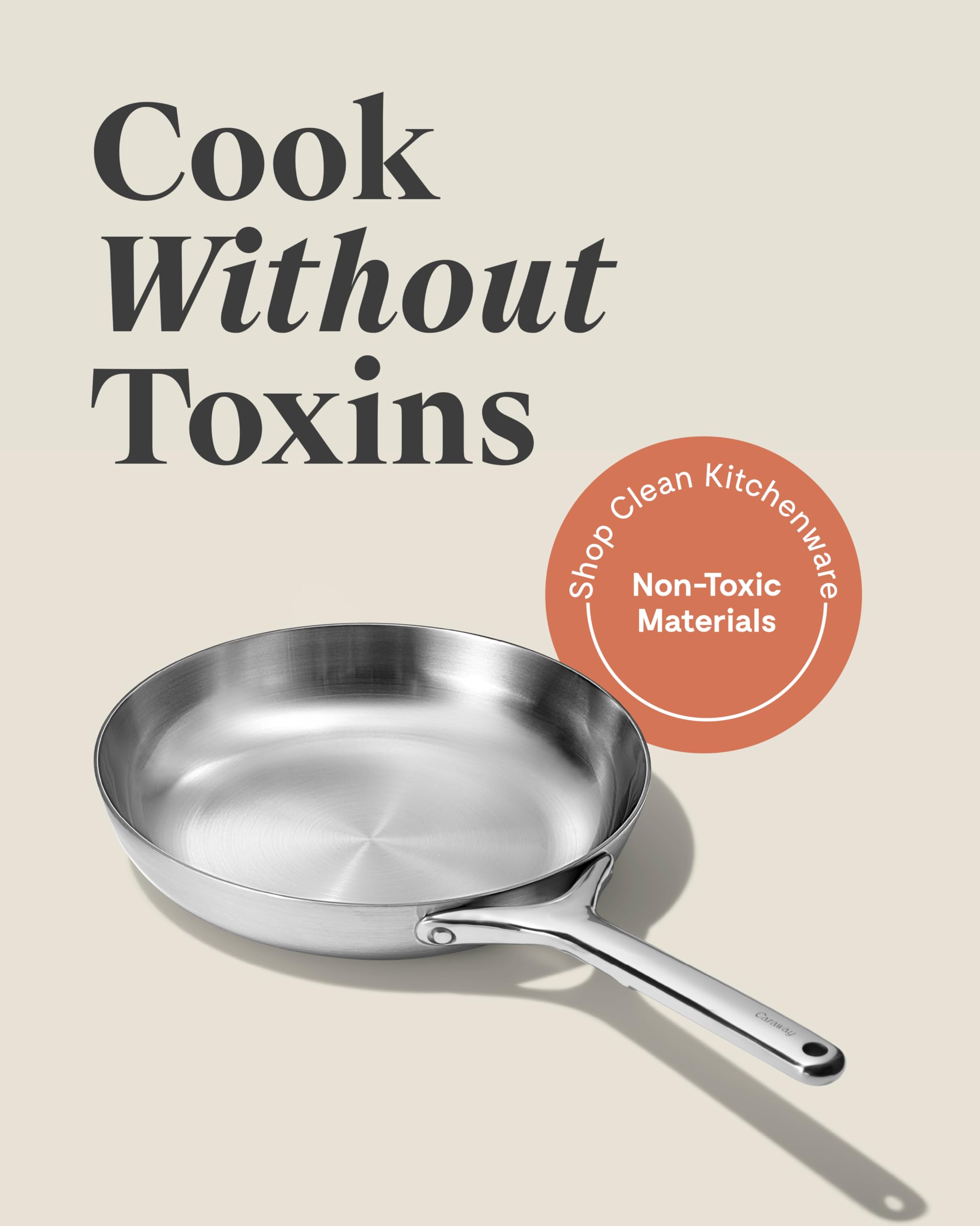Poêle en inox Caraway 2,7L/10,5" (5 plis) – Sans toxiques