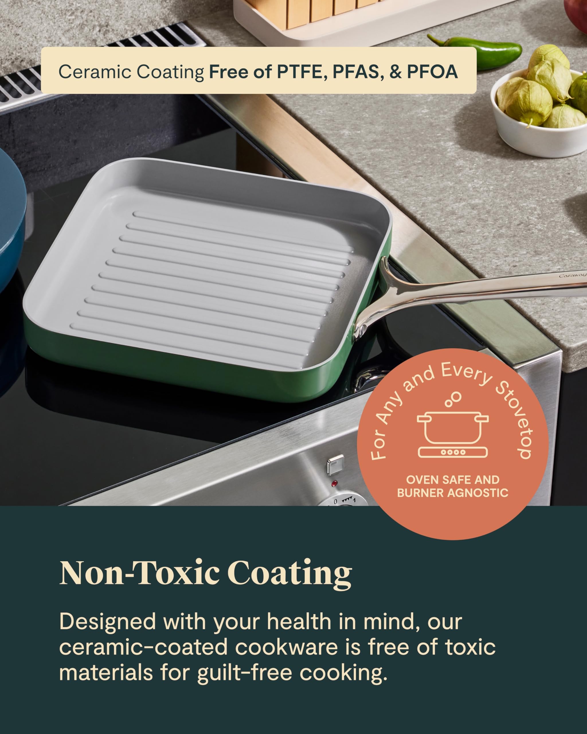 Poêle Grill Carrée Caraway 28 cm — Crème