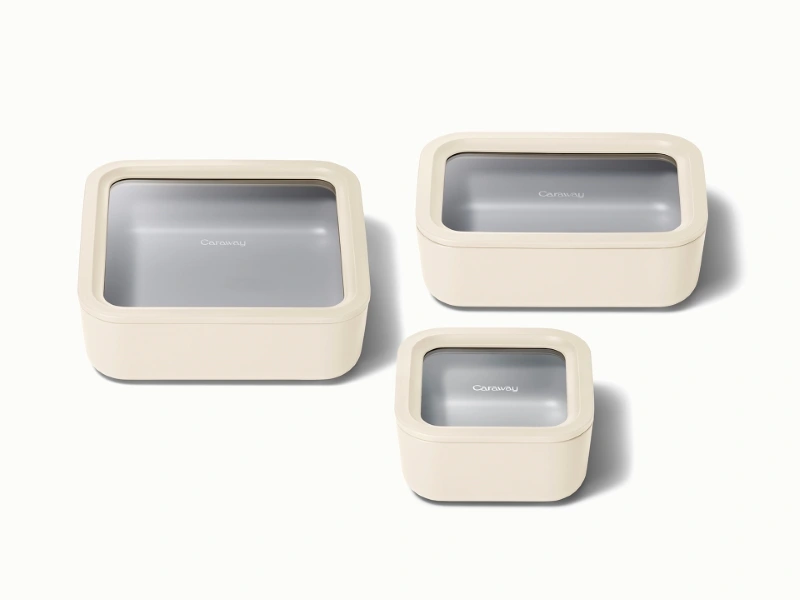 Trio de rangement alimentaire Caraway — 3 contenants en verre céramique