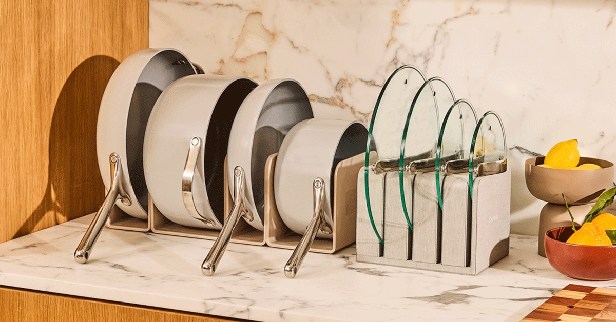 Caraway Set de 4 couvercles en verre avec organiseur