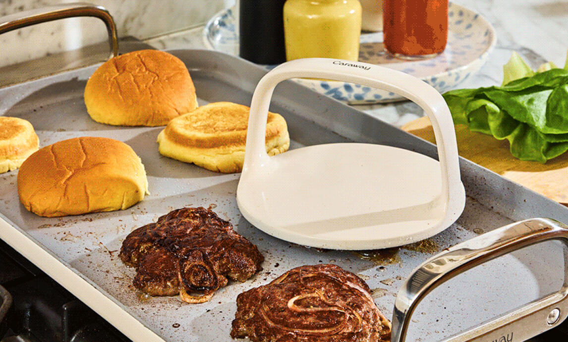 Caraway Presse à burgers en acier inoxydable 15 cm