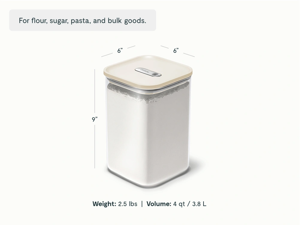 Grand récipient hermétique en verre Caraway – 4 L (6 x 6 x 9 po) – Airtight – Sans BPA – Design modulaire